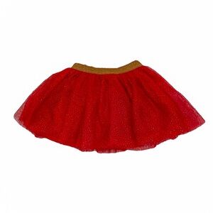 Btween | Toddler Girl Sparkly Red Tutu Skater Skirt with Gold Waistband